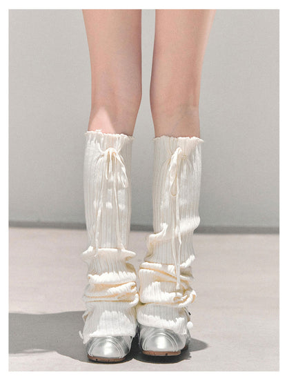 少也眼 “Whispered Warmth" Knit Winter Leg Warmers - Beige