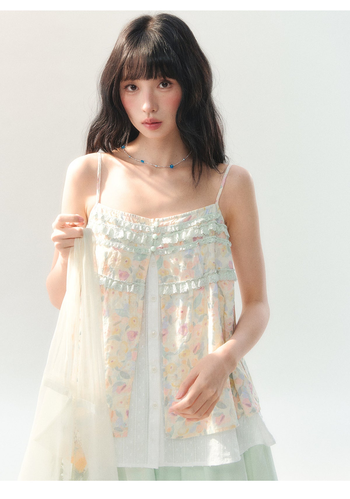 [CAN] "Spring Garden" Floral Lace Cami Skirt Set