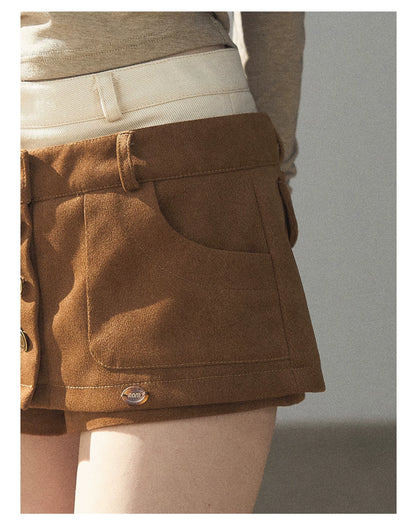 AOMALM - "Among the Oak Trees" Toasted Pecan Faux Suede Skort
