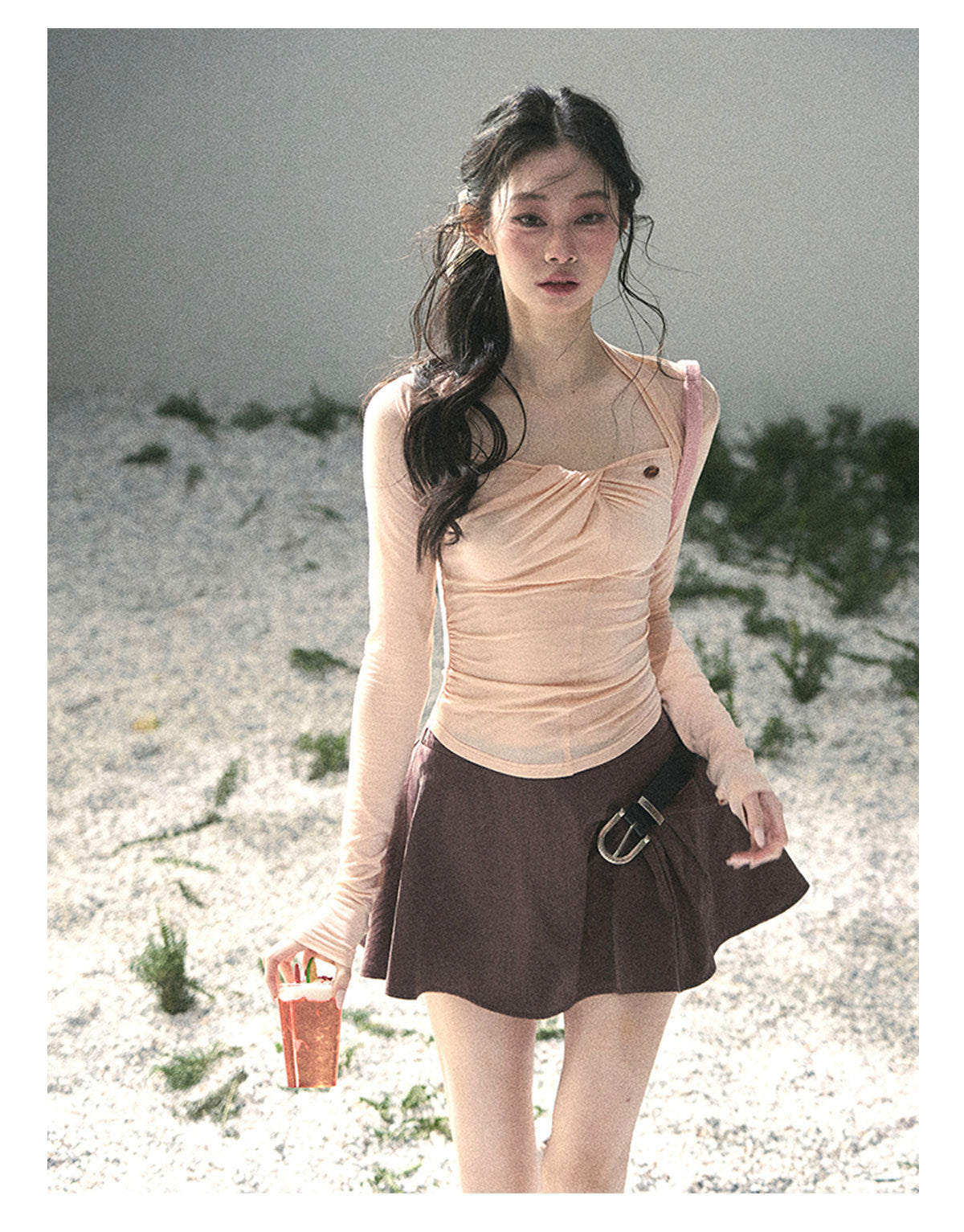 “Soft Evening Breeze” Coral Pink Layered Halter Top