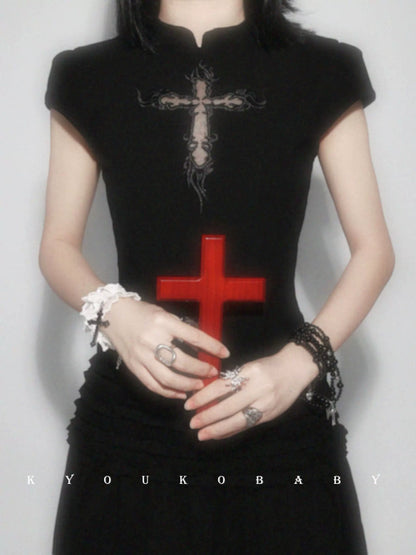 "Covenant × Cross" Slim-Fit Cheongsam-Inspired Dress