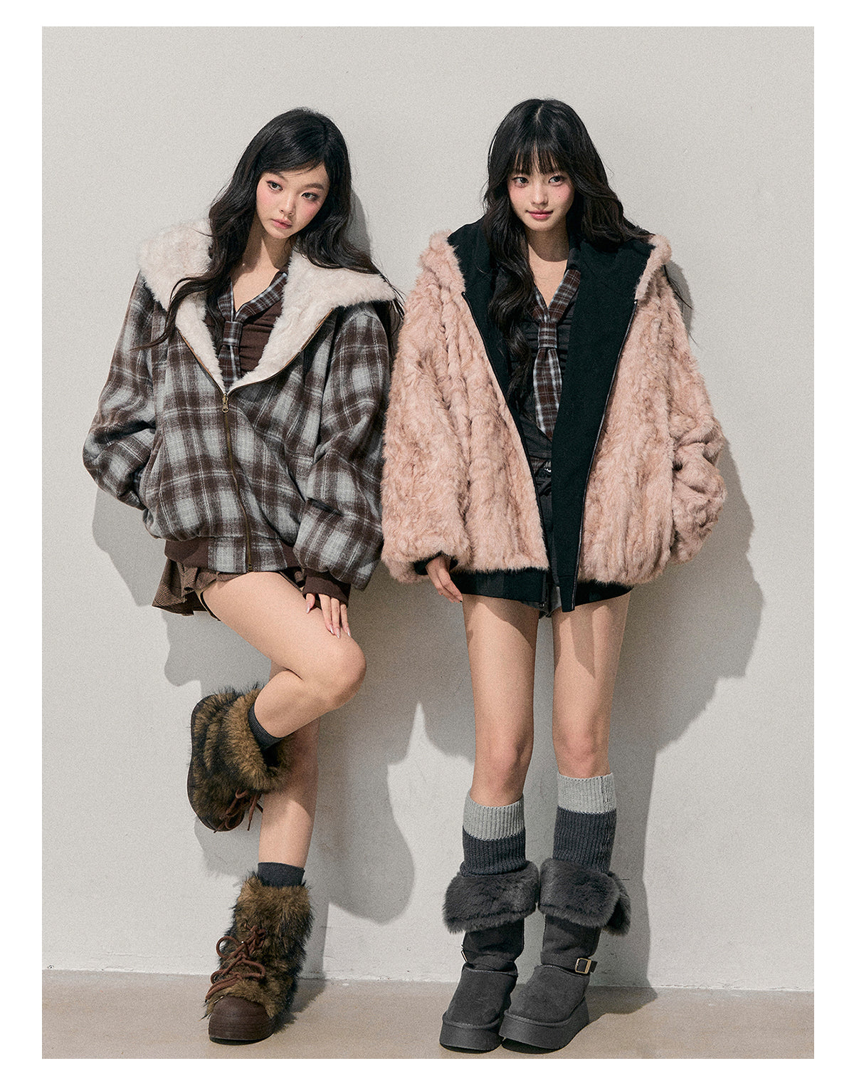 少也眼 “Pride & Prejudice” Reversible Oversize Jacket – Black & Blue Plaid
