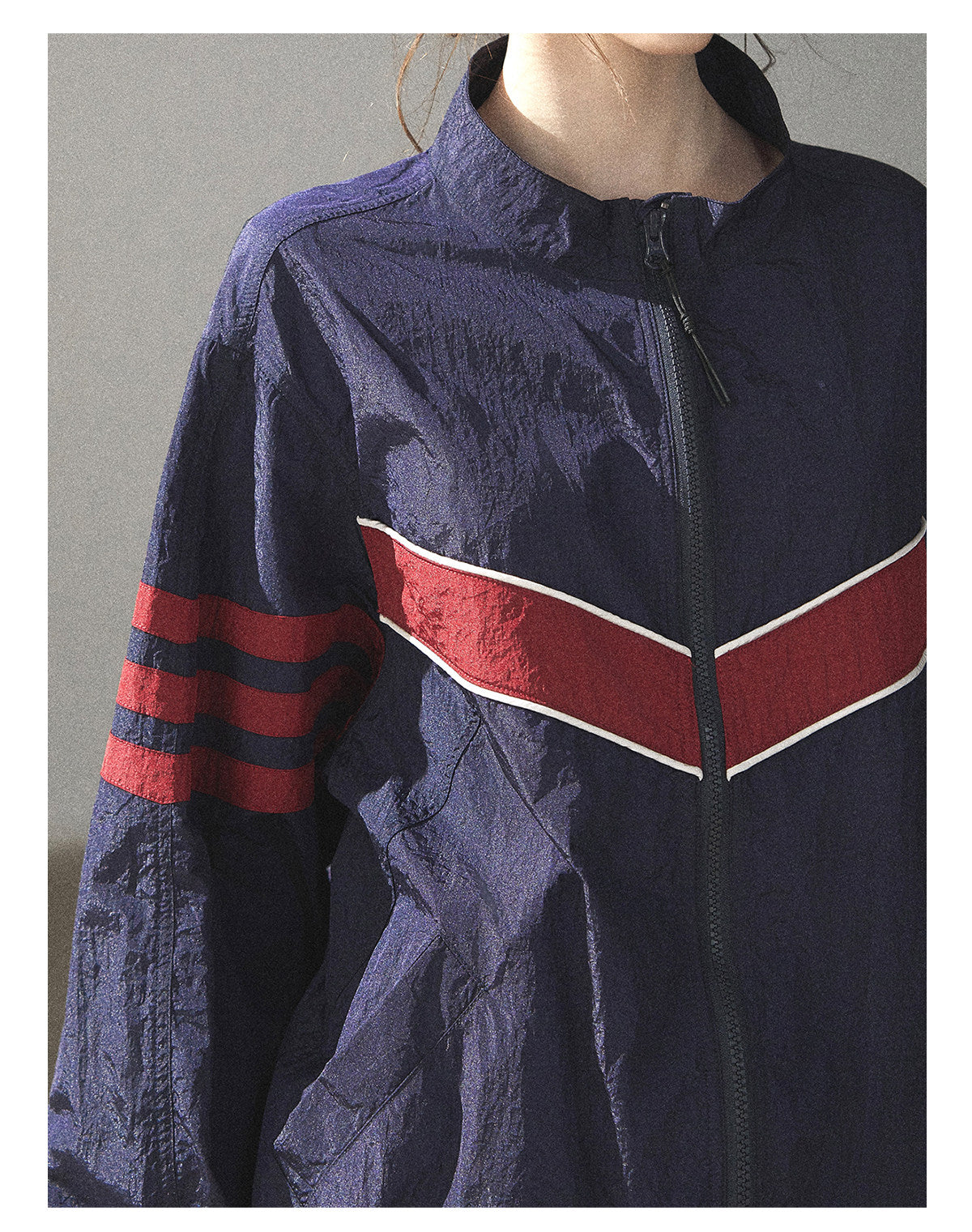 170726 "Keep Running" Navy Blue Retro Track Jacket & Shorts Set