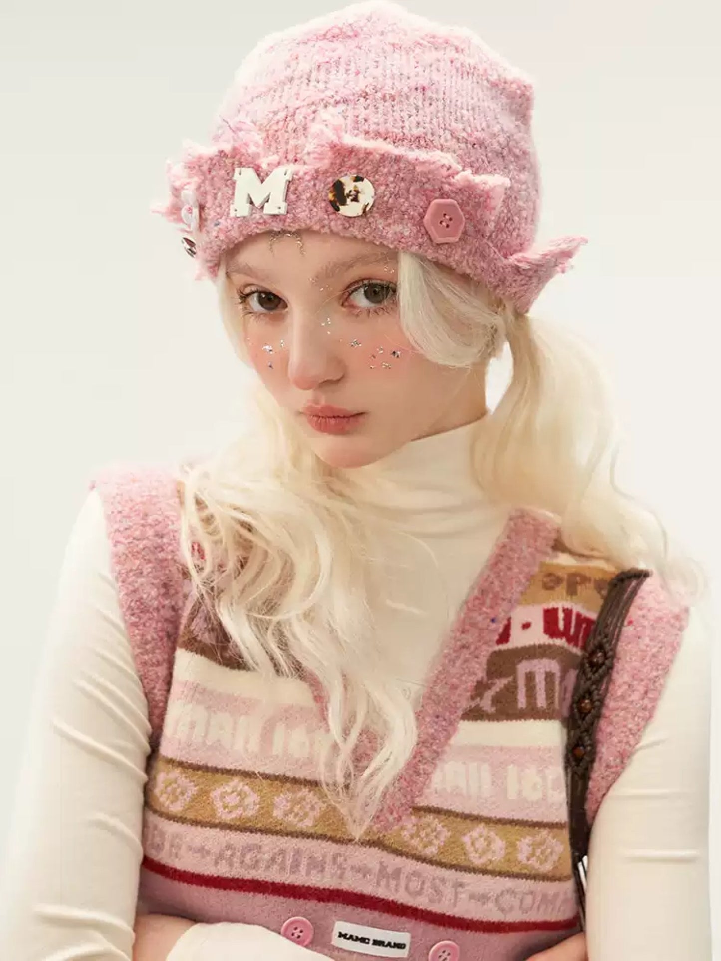 MAMC - Pink Logo Knit Beanie Hat WE212