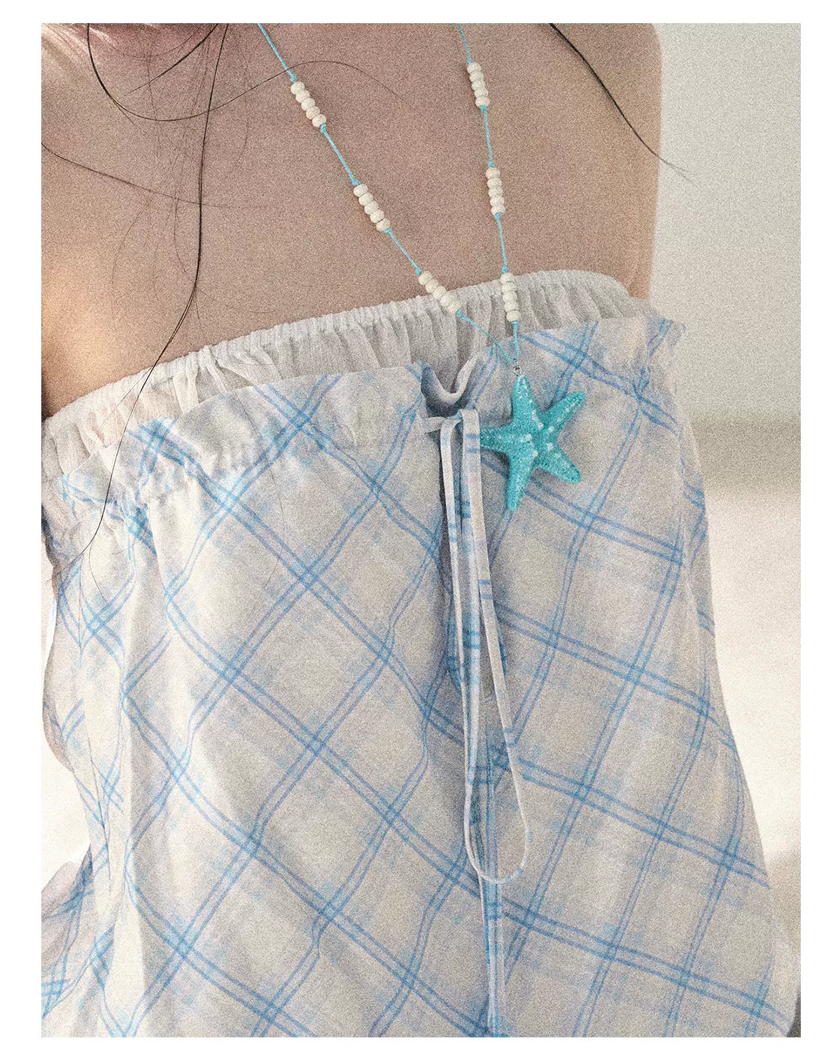 "Breeze Upon the Waves" Ice Crystal Blue Off-Shoulder Diamond Quilted Mini Dress