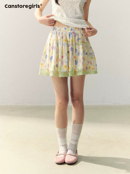 "Summer Meadow Sky" Knit Cardigan & Floral Pleated Skirt Set LL2026010