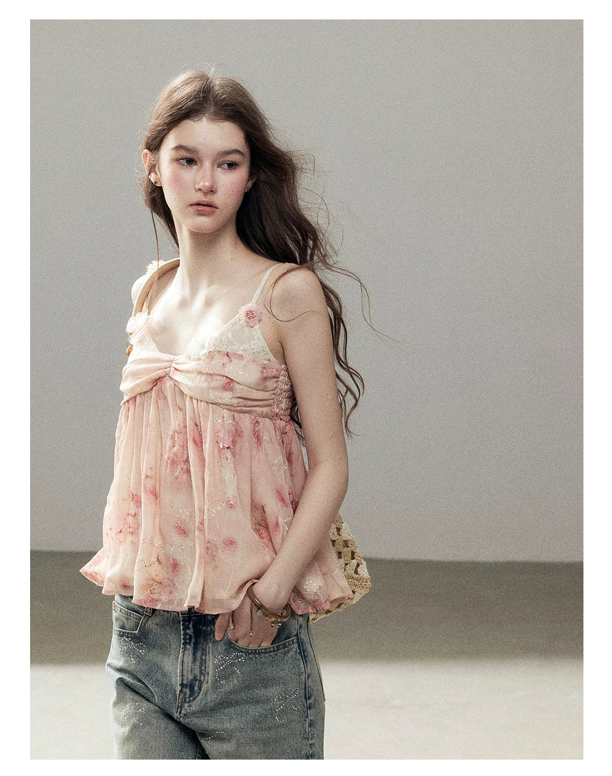 "Passing Through Your Summer" Cinnamon Pink Lace Babydoll Cami
