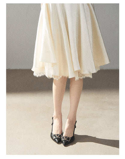 170726 "Planting a Garden of Pear Blossoms" Cream White Lace Mini Dress