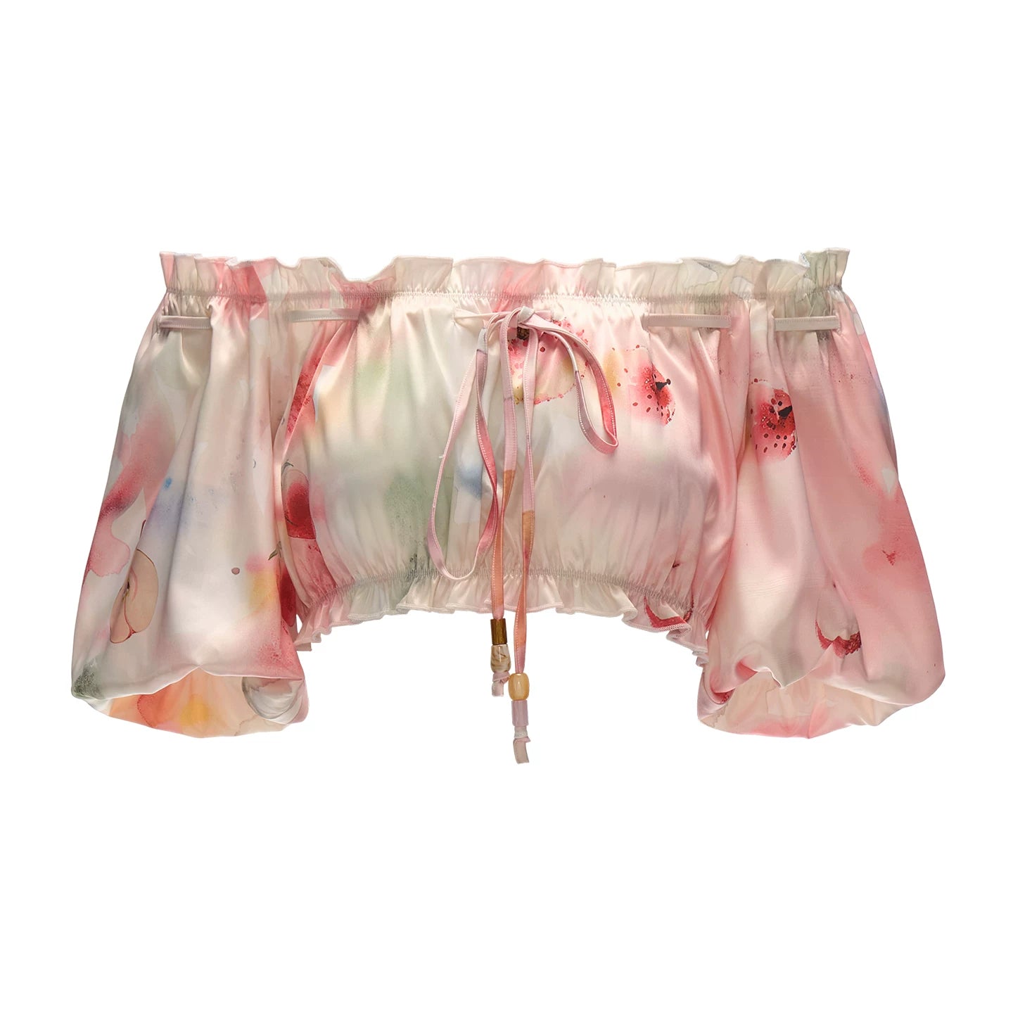 "Watercolor Fruit Mood" Off-Shoulder Top & Ruffle Skirt Set WE945
