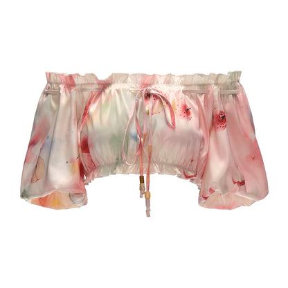 "Watercolor Fruit Mood" Off-Shoulder Top & Ruffle Skirt Set WE945