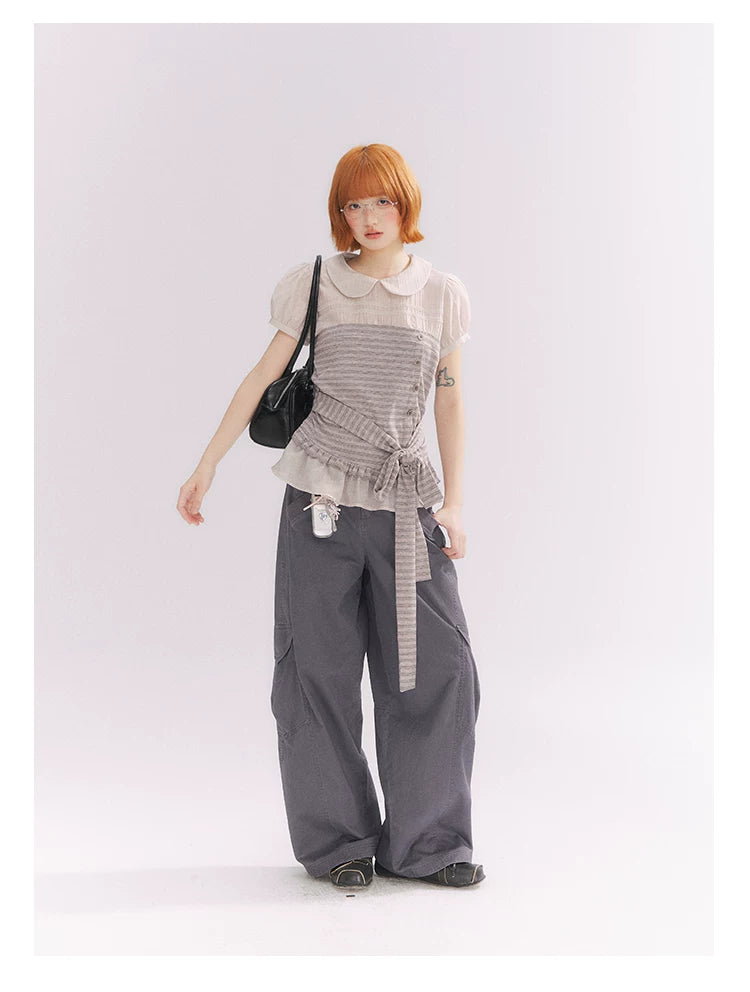 “Pear Shape Genius” Dusty Mauve Washed Cotton Cargo Pants