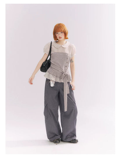 “Pear Shape Genius” Dusty Mauve Washed Cotton Cargo Pants