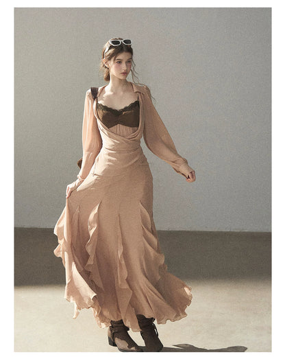 AOMALM - "The Next Fallen Leaf" Cinnamon Pink 2-Piece Set (Shirt / Cami Dress)