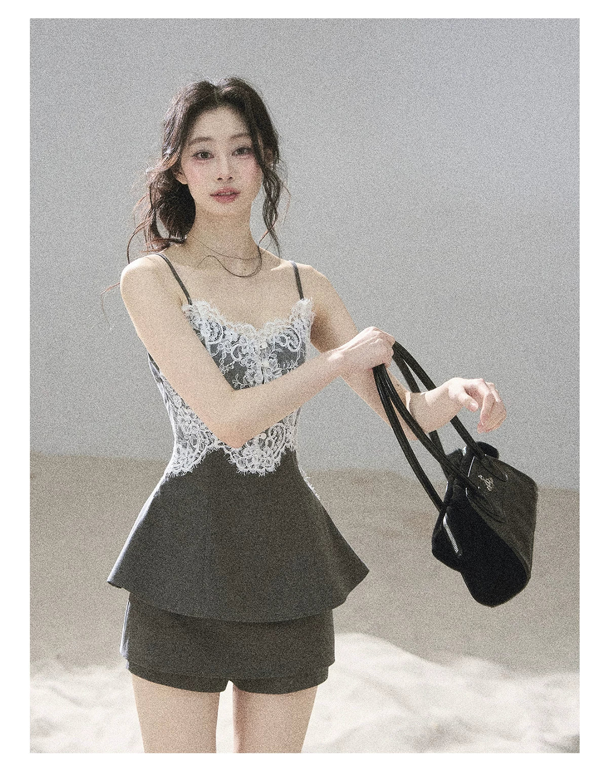 "Exclusively Hers" Intellect Gray Lace Cami & Skort Set