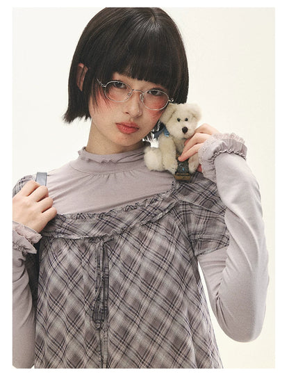 "Misty Ripples" Misty Lavender Lace Mock Neck Knit Top