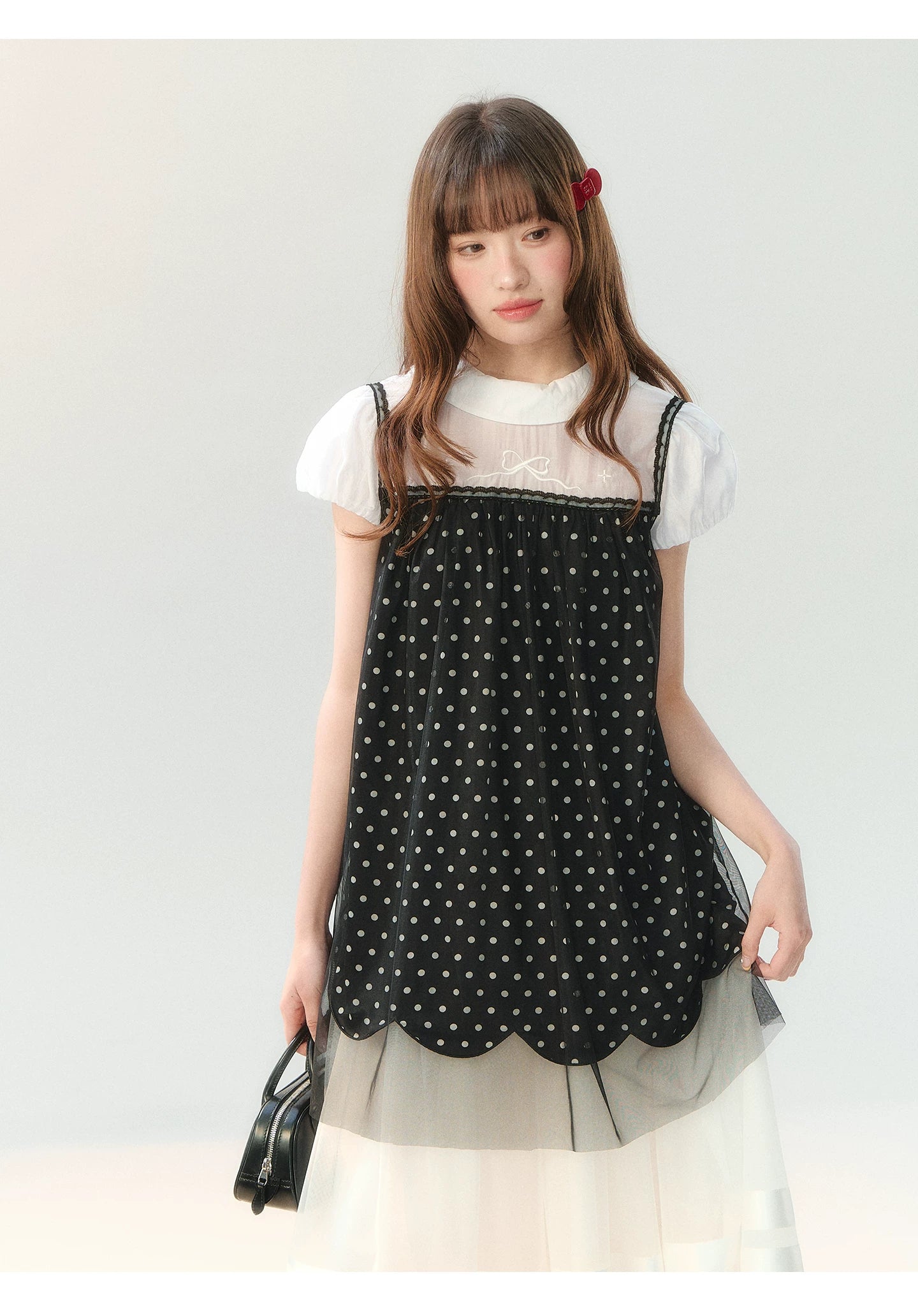"Black Tulle Reverie" Polka Dot Puff Skirt Set PP2026227