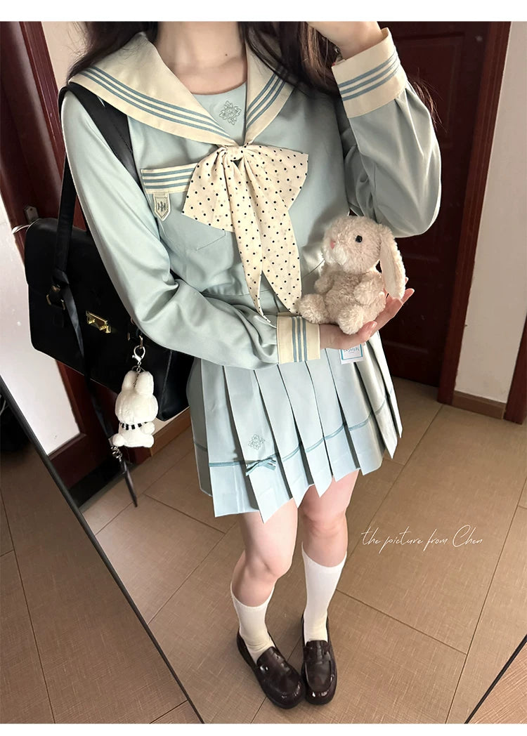"Mint Whisper" Mint White Sailor Uniform Set