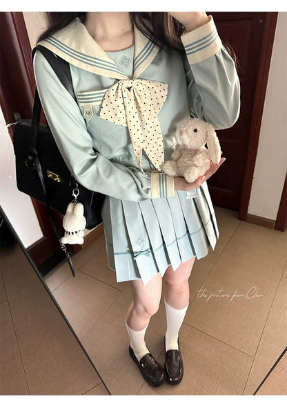 "Mint Whisper" Mint White Sailor Uniform Set