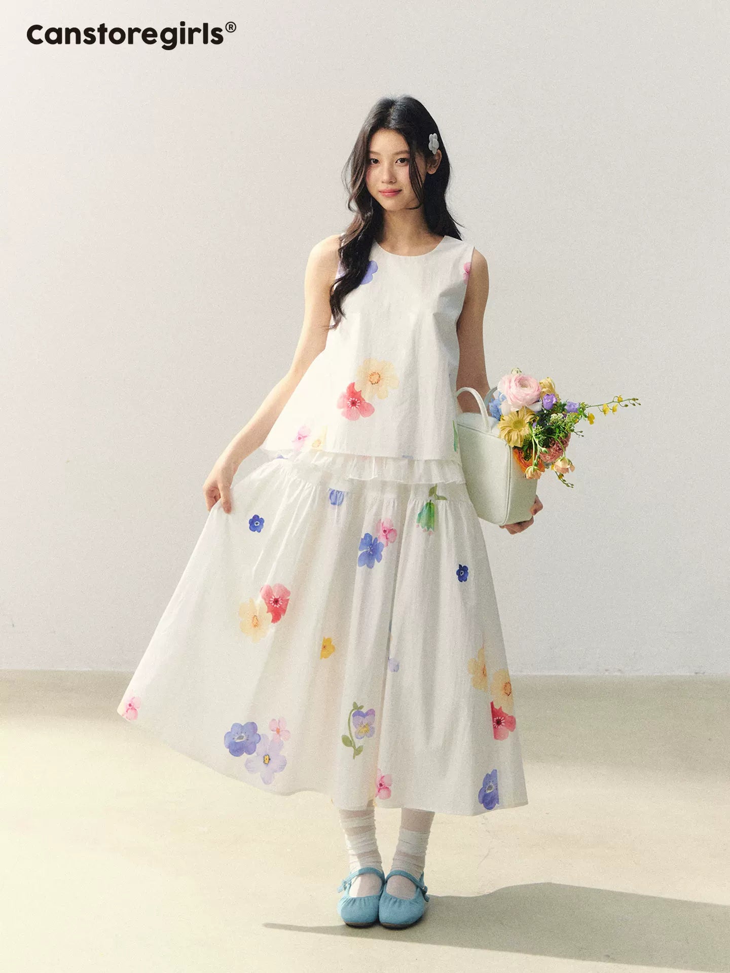 Floral Whisper White A-Line Top & Skirt Set WW2026053