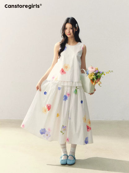 Floral Whisper White A-Line Top & Skirt Set WW2026053