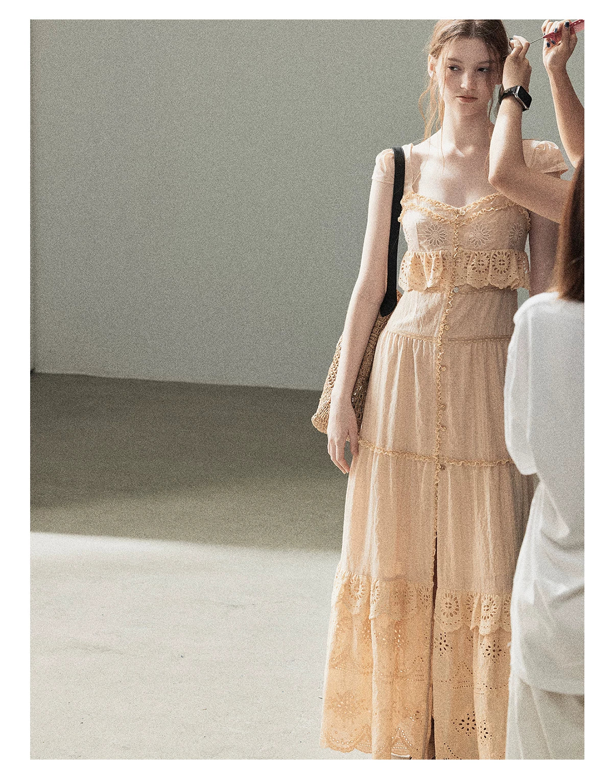 "Where May Meets the Sea" Cinnamon Pink Ruffle Tiered Maxi Dress