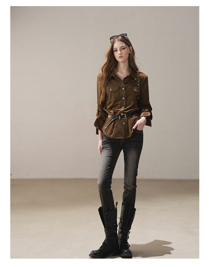 170726 "Scattered Across the Dunes" Rich Cocoa Utility Shirt with Belt