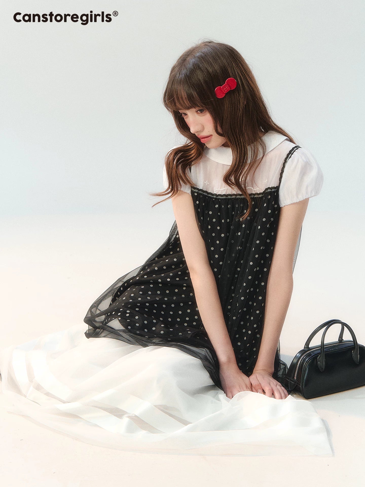 "Black Tulle Reverie" Polka Dot Puff Skirt Set PP2026227