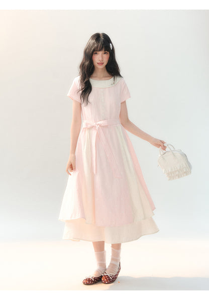 [CAN] "Sakura Mist Blossom" Pink Floral Doll Collar Dress