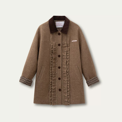 SunsetPark - Intellectual Gray Wool-Blend Herringbone Coat (Intellectual Gray / Khaki Houndstooth)