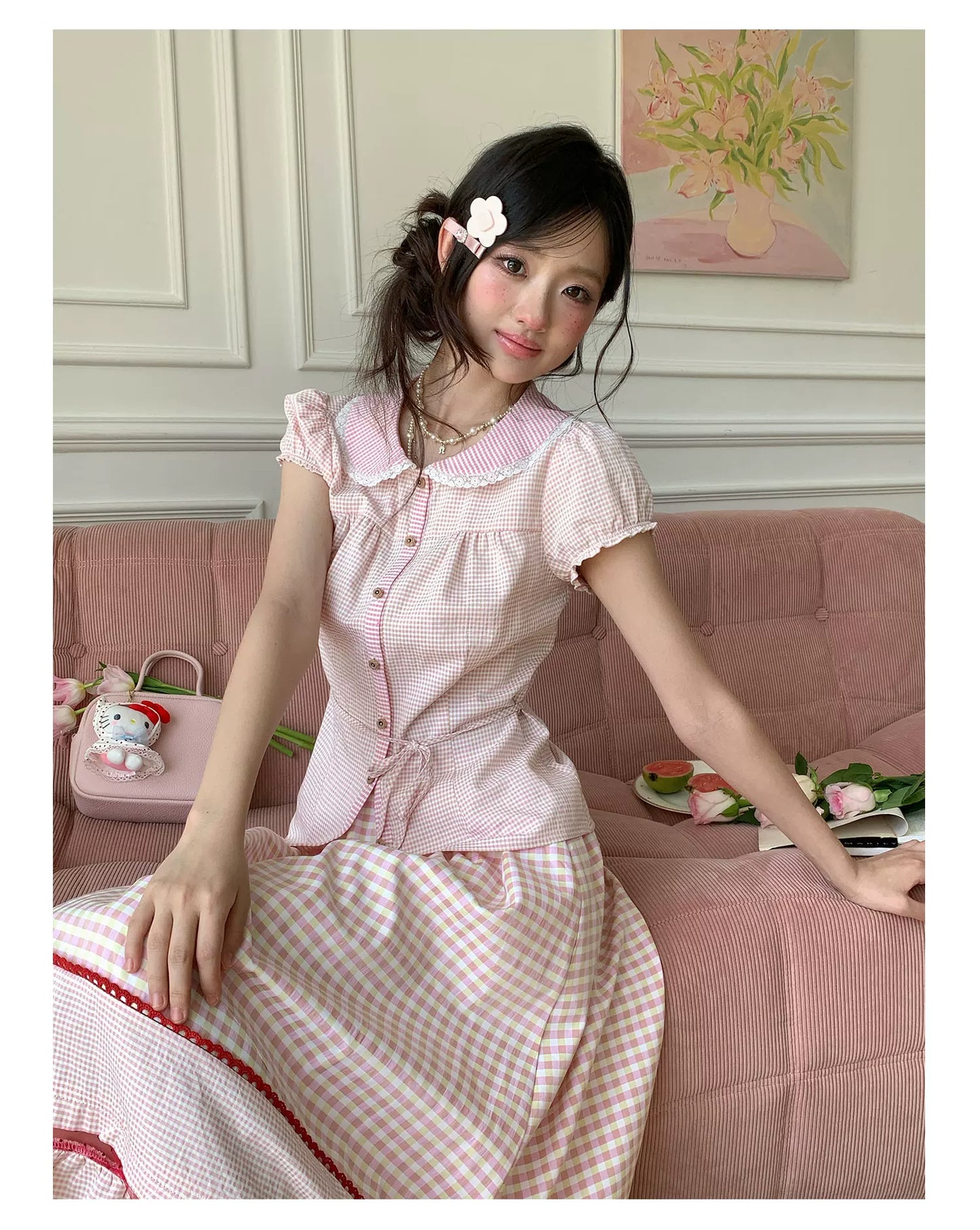 “Pink Plaid Daydream” Pink Plaid Skirt Set