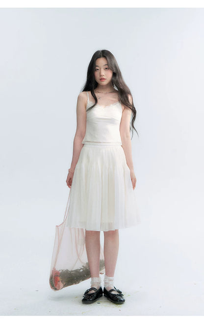 "First Confession" Ivory Lace Bow Cami Top