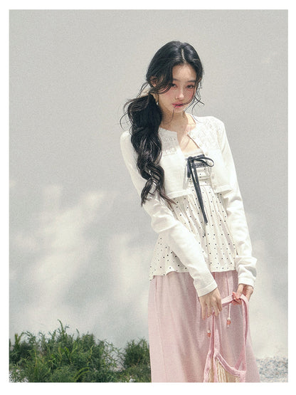 少也眼 “Polka Brandy Lace” White Modal Lace Set 136