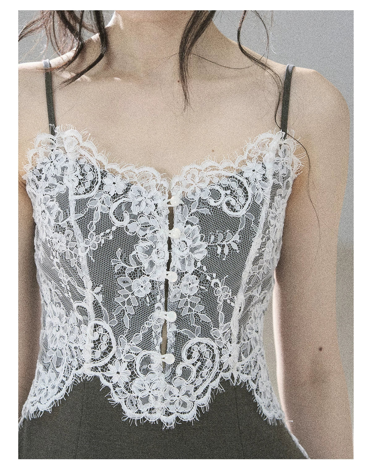 "Exclusively Hers" Intellect Gray Lace Cami & Skort Set