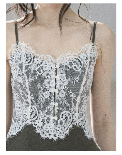"Exclusively Hers" Intellect Gray Lace Cami & Skort Set