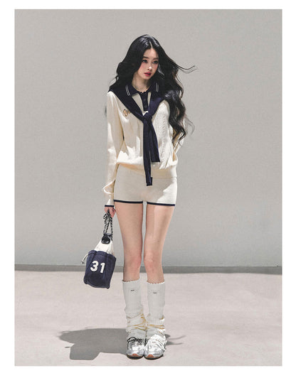 少也眼 “Monologue in the Morning Mist” Gentle Knit Two-Piece Set 64151
