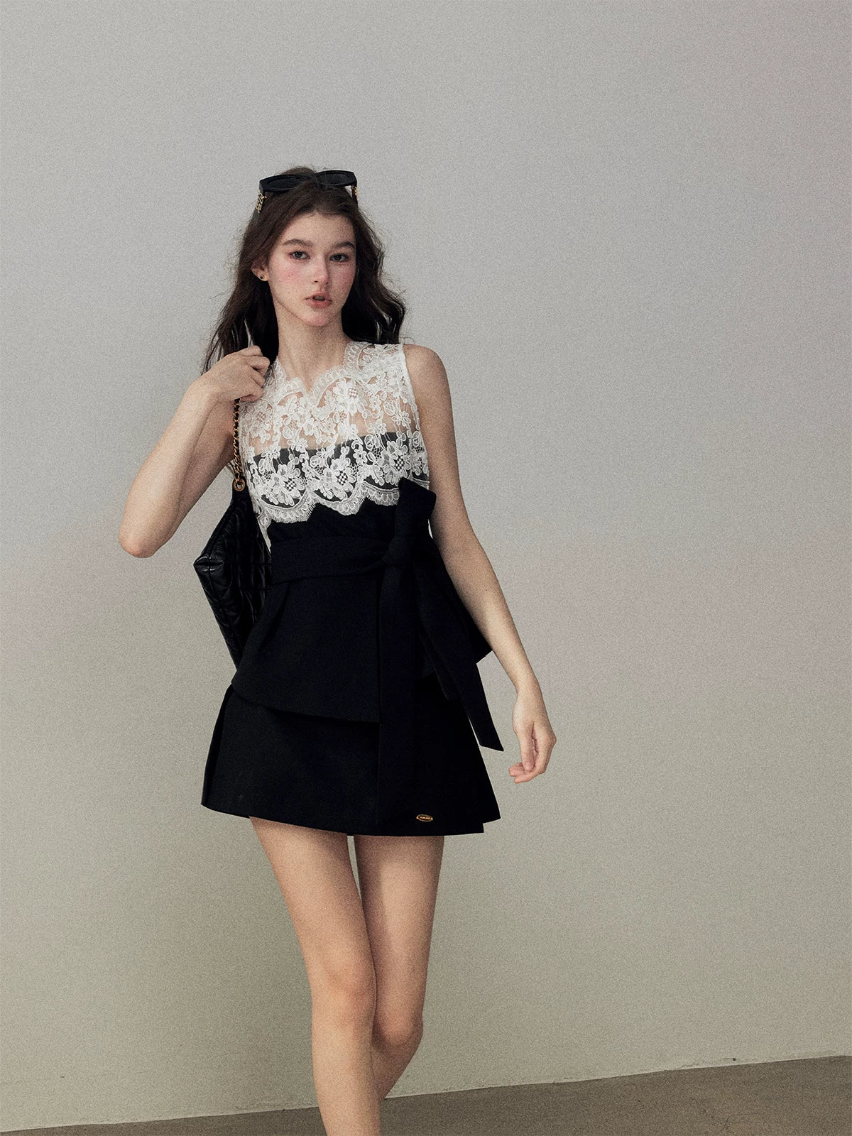 "The Quiet Strength" Black Iris Lace Sleeveless Crop Top