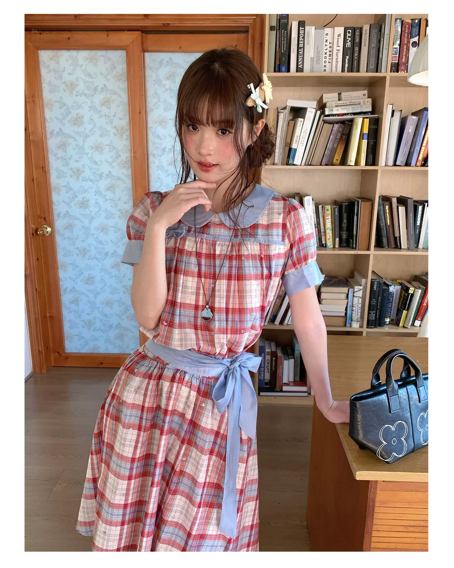 [RF] “Strawberry Soda” Vintage Plaid Cotton Midi Dress