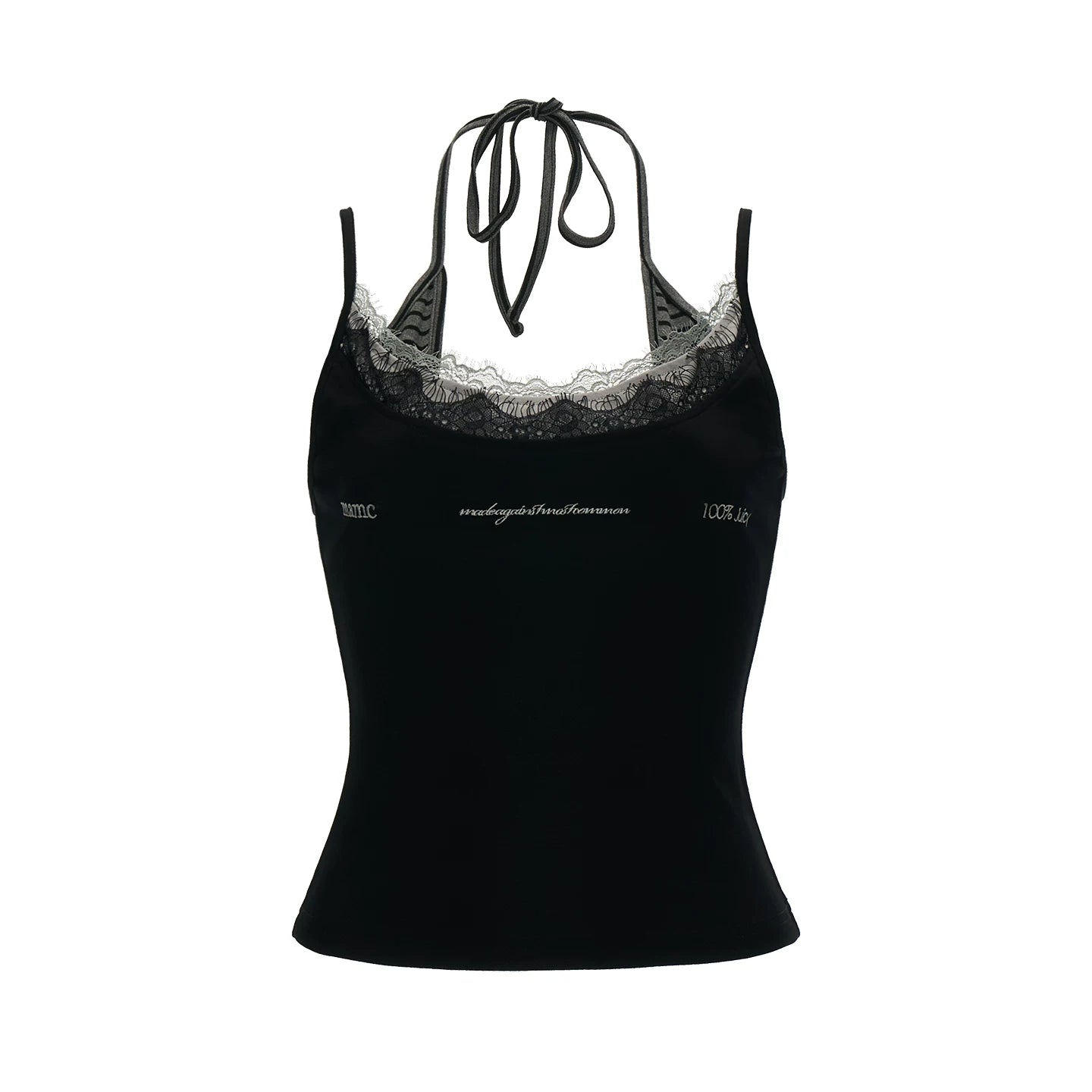 Layered Lace Letter Embroidered Cami Top