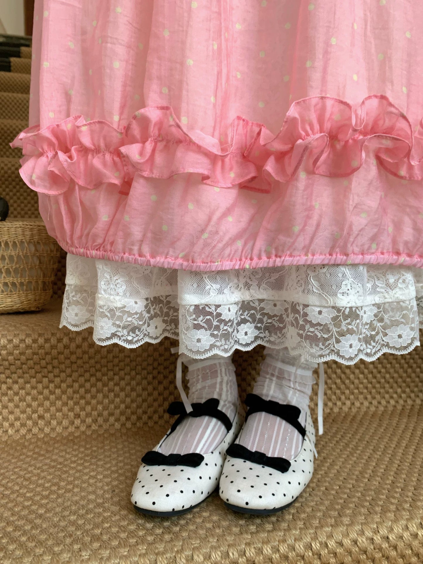 [RF] “Peach Picnic Reverie” Pink Plaid Two-Piece Skirt Set