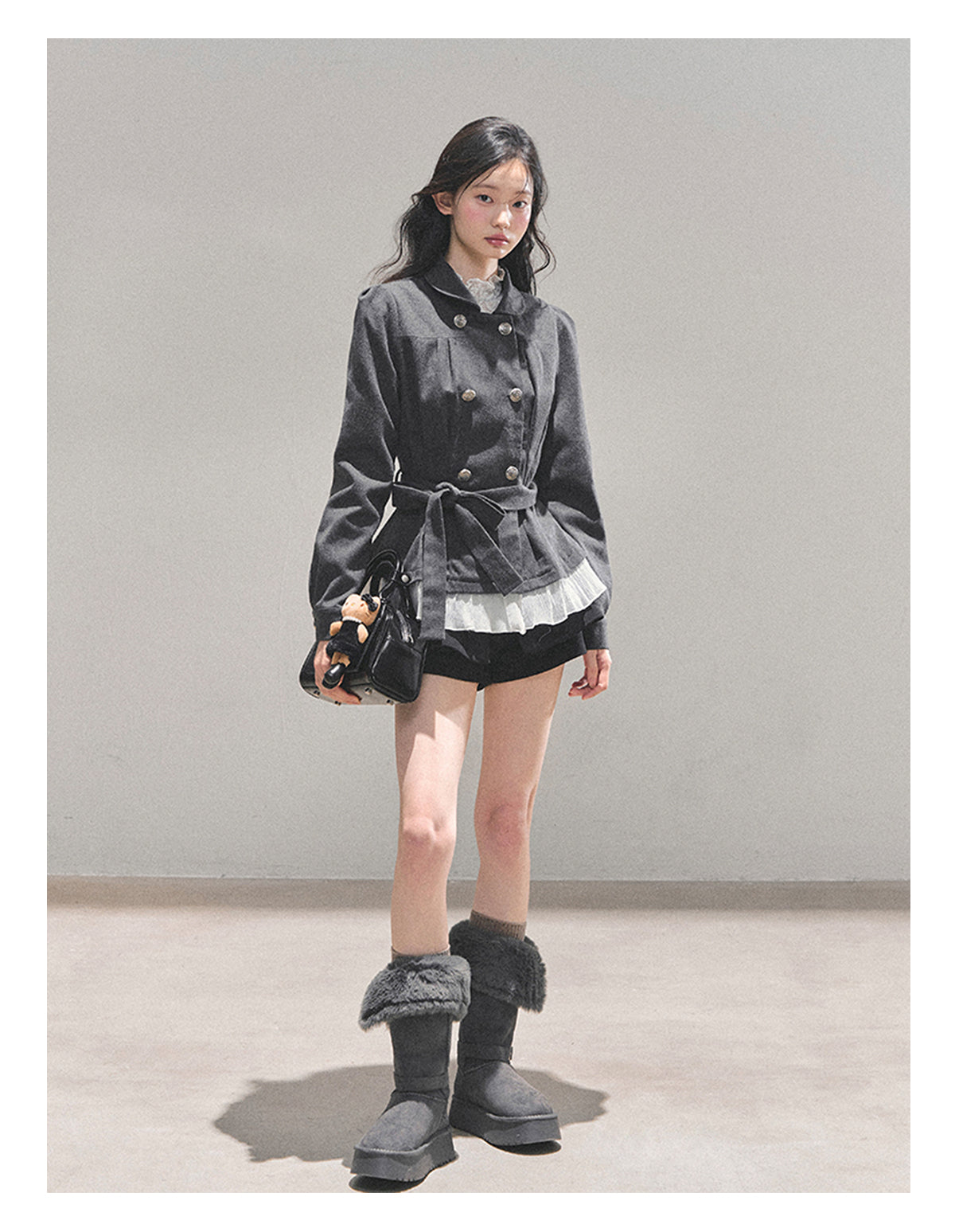 少也眼 "Twilight Whispers" Hepburn-Style Waist-Cinch Blazer