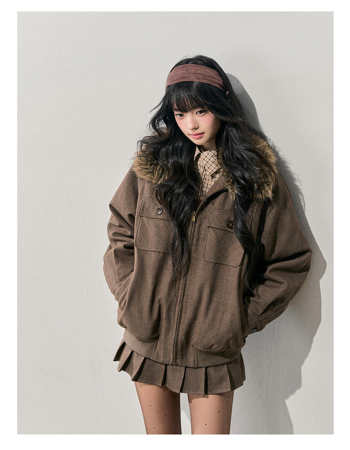 少也眼 “Twilight Warmth” Hepburn-Style Winter Jacket & Skirt Set 684616