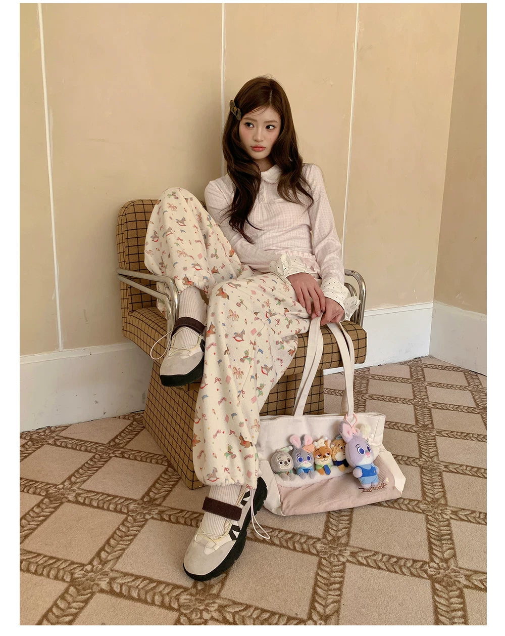 “Dream Pony Picnic” Apricot Pony Print Lounge Pants