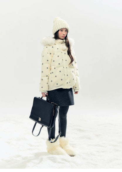 "Morning Mist" A-Line Wool-Blend Mini Skirt (Mist Gray/ Cream Beige)