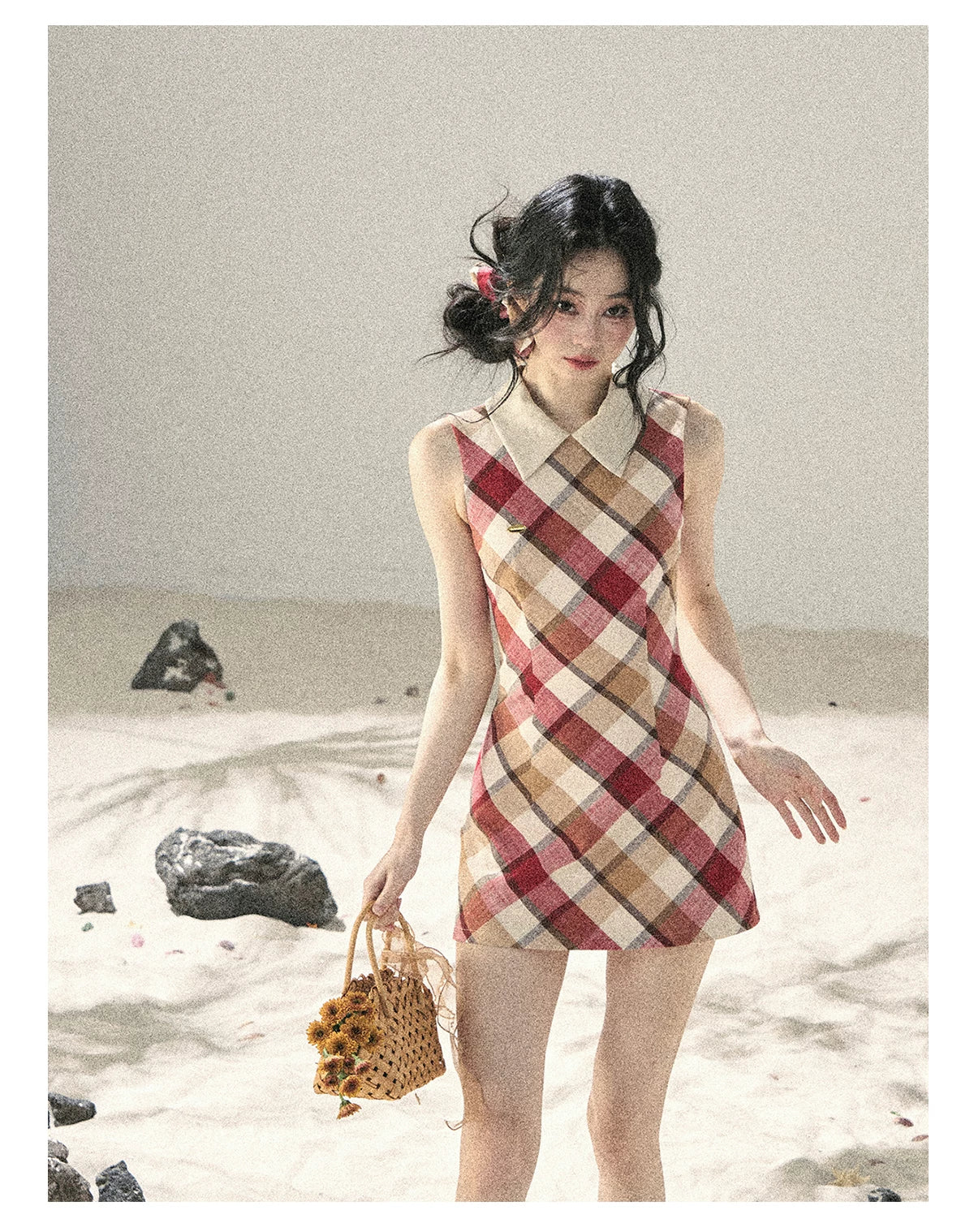"Sunset by the Shore" Vintage Red Plaid Polo Mini Dress 358648564
