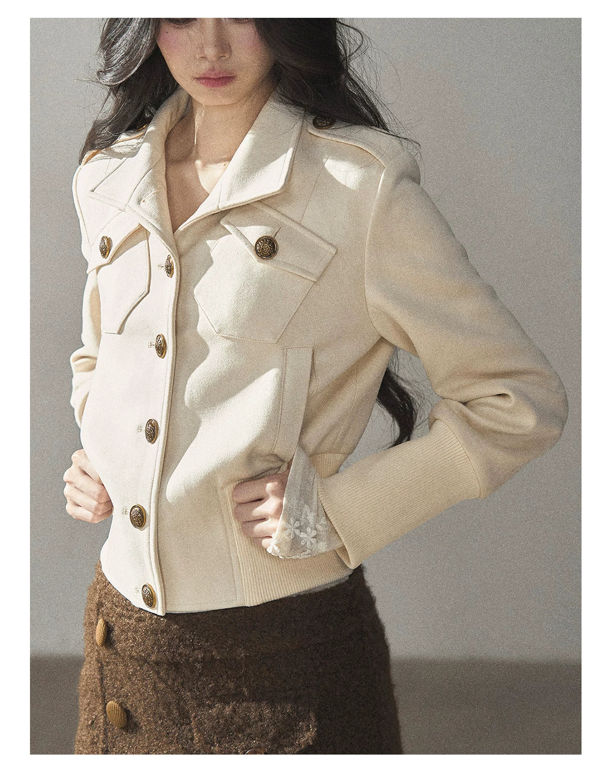 AOMALM - "The Grace of Restraint" Dutch Cheese Faux-Suede Cropped Coat