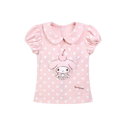 "Sweet Melody" Pink Casual Collection (Polka Dot Puff Sleeve Tee / Pleated Skirt / Bubble Skirt)