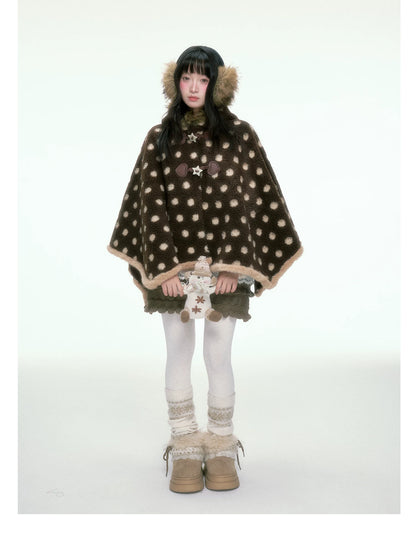 BIBIBENCY - Brown Faux-Wool Coat with Plush Polyester Lining