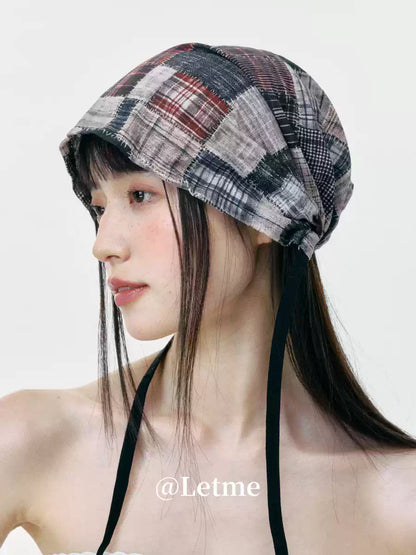 Distressed Slouchy Headscarf Beanie Hat