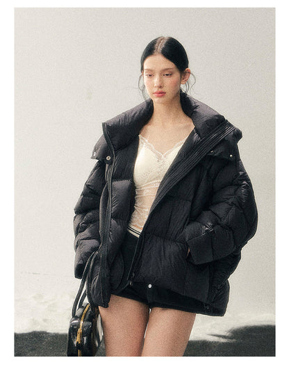少也眼 "Thawing Snow Realm" Matte Nylon Down Puffer Jacket - Quiet Black