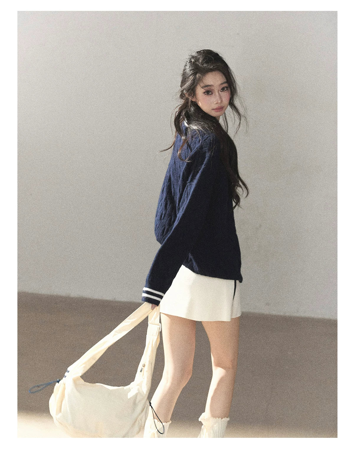 AOMALM - "Navy in Negative Space" Navy Academy-Style Knit Two-Piece Set